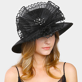 Pearl Cluster Embellished Flower Accented Dressy Hat