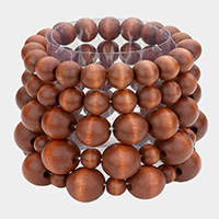 5PCS - Wood Ball Stack Stretch Bracelets