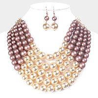 Chunky Multi Strand Pearl Bib Necklace
