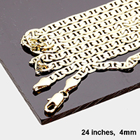 24 INCH, 4mm-Gold Plated Mariner Chain Metal Necklace