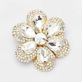 Crystal Teardrop Cluster Flower Pin Brooch