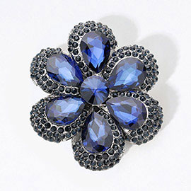 Crystal Teardrop Cluster Flower Pin Brooch