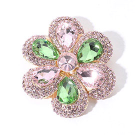 Crystal Teardrop Cluster Flower Pin Brooch