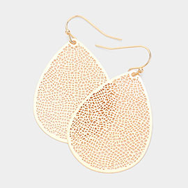 Filigree Teardrop Metal Disc Dangle Earrings