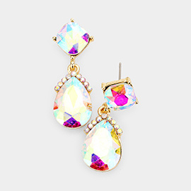 Marquise Crystal Teardrop Dangle Evening Earrings