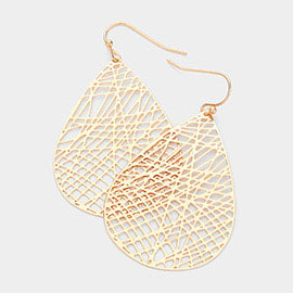 Brass Metal Textured Teardrop Metal Earrings