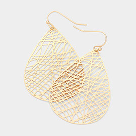 Brass Metal Textured Teardrop Metal Earrings