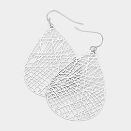 Brass Metal Textured Teardrop Metal Earrings