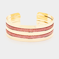 Metal Shiny Stripe Detail Cuff Bracelet