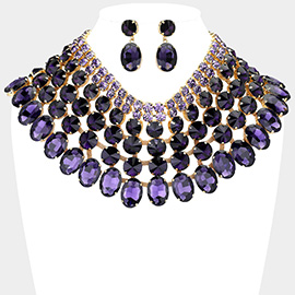 Crystal Glass Bib Statement Necklace