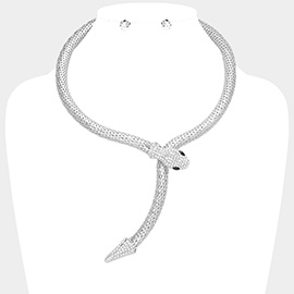 Crystal Embellished Snake Collar Necklace