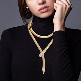 Crystal Embellished Snake Collar Magnetic Necklace