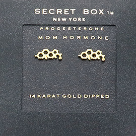 SECRET BOX_14K Gold Dipped Progesterone Hormone Molecule Earrings