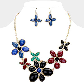 Resin Bead Cluster Floral Necklace