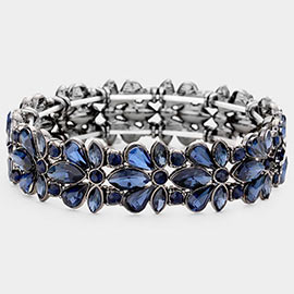Floral Crystal Stretch Evening Bracelet