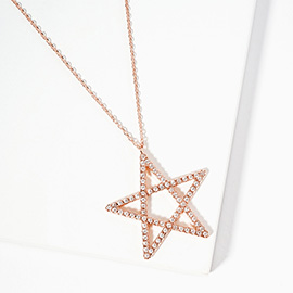 Gold Dipped CZ Pave Star Pendant Necklace