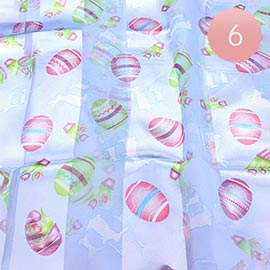 6PCS - Satin Striped Easter Egg Pattern Print Scarf