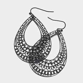 Teardrop Brass Metal Filigree Earrings