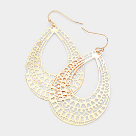 Teardrop Brass Metal Filigree Earrings