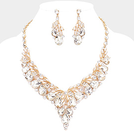 Teardrop Glass Crystal Vine Collar Evening Necklace