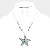 Abalone Starfish Multi Bead Necklace