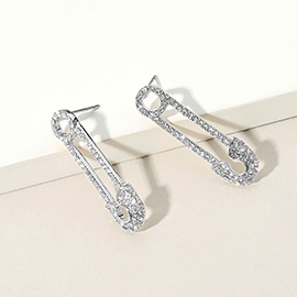 Rhinestone Pave Safety Pin Earrings