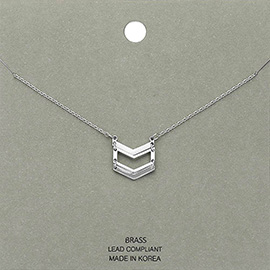 Brass Metal Chevron Pendant Necklace