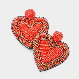 Seed Bead Heart Earrings