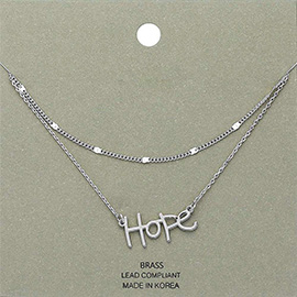 Brass Metal Hope Pendant Layered Necklace