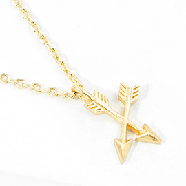 Matte Metal Double Arrow Pendant Necklace