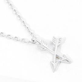 Matte Metal Double Arrow Pendant Necklace