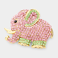 Rhinestone Pave Elephant Pin Brooch