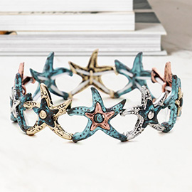 Hammered Metal Starfish Stretch Bracelet