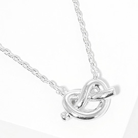 White Gold Dipped Knotted Heart Pendant Necklace