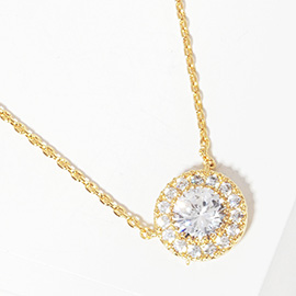 Gold Dipped CZ Pendant Necklace