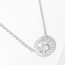 White Gold Dipped CZ Pendant Necklace