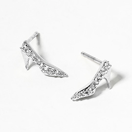 CZ Stone Paved High Heel Stud Earrings