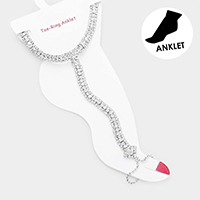 Crystal Rhinestone Net Toe Ring Evening Anklet 