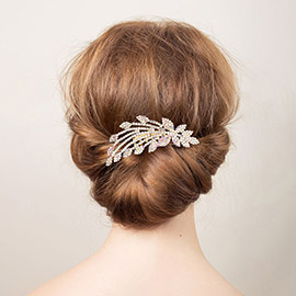 Rhinestone Teardrop Sprout Leaf Hair Comb