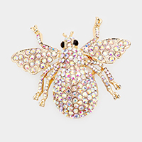 Crystal Rhinestone Pave Bug Pin Brooch