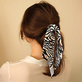 Zebra Pattern Velvet Pony Hairband