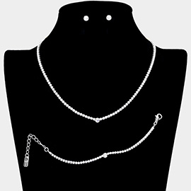 Rhinestone Paved Necklace Jewelry Set