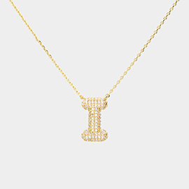 -I- Gold Dipped CZ Monogram Pendant Necklace