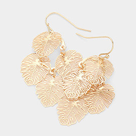 Cut Out Metal Leaf Link Dangle Earrings