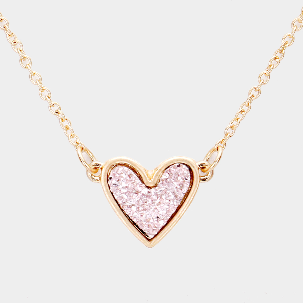 Druzy Heart Pendant Necklace