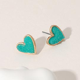 Druzy Heart Stud Earrings