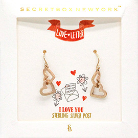 SECRET BOX_Double Open Metal Heart Link Dangle Earrings