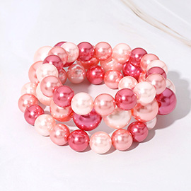 3PCS - Pearl Beaded Stretch Multi Layered Bracelets