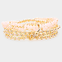 Faceted Bead Metal Ball Stretch Bracelet