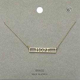 HOPE Brass Metal Pendant Necklace